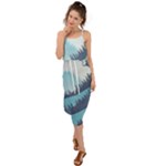 Swan Flying Bird Wings Waves Grass Waist Tie Cover Up Chiffon Dress