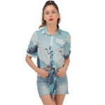Swan Flying Bird Wings Waves Grass Tie Front Shirt 