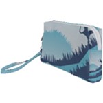 Swan Flying Bird Wings Waves Grass Wristlet Pouch Bag (Small)