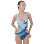 Swan Flying Bird Wings Waves Grass Side Cut Out Swimsuit
