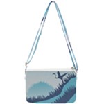 Swan Flying Bird Wings Waves Grass Double Gusset Crossbody Bag