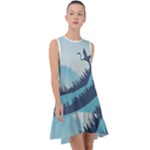 Swan Flying Bird Wings Waves Grass Frill Swing Dress