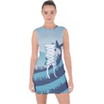 Swan Flying Bird Wings Waves Grass Lace Up Front Bodycon Dress