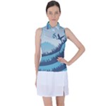 Swan Flying Bird Wings Waves Grass Women s Sleeveless Polo T-Shirt