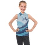 Swan Flying Bird Wings Waves Grass Kids  Sleeveless Polo T-Shirt
