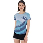 Swan Flying Bird Wings Waves Grass Back Cut Out Sport T-Shirt