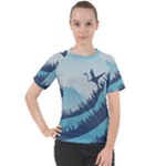 Swan Flying Bird Wings Waves Grass Women s Sport Raglan T-Shirt