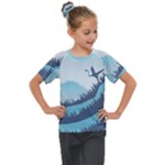 Swan Flying Bird Wings Waves Grass Kids  Mesh Piece T-Shirt