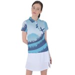 Swan Flying Bird Wings Waves Grass Women s Polo T-Shirt