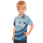 Swan Flying Bird Wings Waves Grass Kids  Polo T-Shirt
