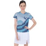 Swan Flying Bird Wings Waves Grass Women s Sports Top