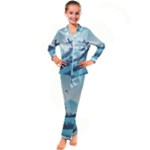 Swan Flying Bird Wings Waves Grass Kids  Satin Long Sleeve Pajamas Set