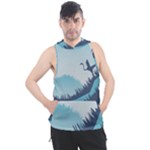 Swan Flying Bird Wings Waves Grass Men s Sleeveless Hoodie