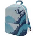 Swan Flying Bird Wings Waves Grass Zip Up Backpack