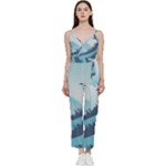 Swan Flying Bird Wings Waves Grass V-Neck Camisole Jumpsuit