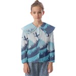 Swan Flying Bird Wings Waves Grass Kids  Peter Pan Collar Blouse