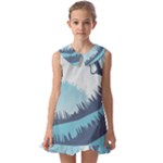 Swan Flying Bird Wings Waves Grass Kids  Pilgrim Collar Ruffle Hem Dress