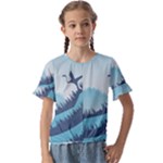 Swan Flying Bird Wings Waves Grass Kids  Cuff Sleeve Scrunch Bottom T-Shirt