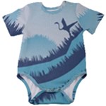 Swan Flying Bird Wings Waves Grass Baby Short Sleeve Bodysuit