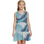 Swan Flying Bird Wings Waves Grass Kids  Sleeveless Tiered Mini Dress