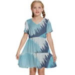 Swan Flying Bird Wings Waves Grass Kids  Short Sleeve Tiered Mini Dress