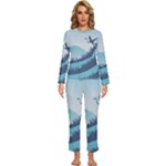 Swan Flying Bird Wings Waves Grass Womens  Long Sleeve Lightweight Pajamas Set