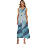 Swan Flying Bird Wings Waves Grass V-Neck Sleeveless Loose Fit Overalls