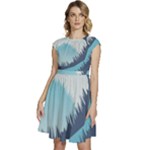 Swan Flying Bird Wings Waves Grass Cap Sleeve High Waist Dress
