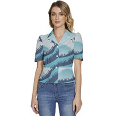 Puffed Short Sleeve Button Up Jacket 
