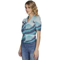 Puffed Short Sleeve Button Up Jacket 