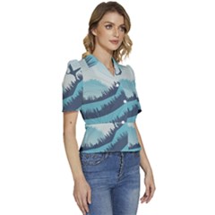 Puffed Short Sleeve Button Up Jacket 