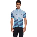 Swan Flying Bird Wings Waves Grass Men s Short Sleeve Cycling Jersey