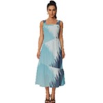 Swan Flying Bird Wings Waves Grass Square Neckline Tiered Midi Dress