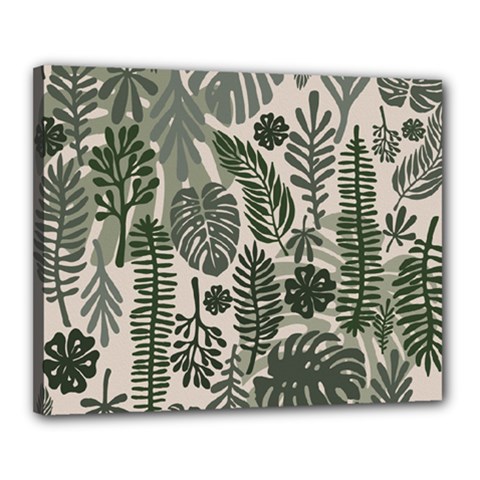 Plants Leaves Boho Botany Foliage Canvas 20  x 16  (Stretched) from ArtsNow.com