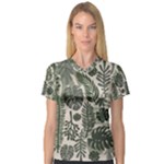 Plants Leaves Boho Botany Foliage V-Neck Sport Mesh T-Shirt