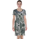 Plants Leaves Boho Botany Foliage Short Sleeve Nightdress