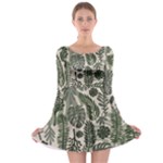Plants Leaves Boho Botany Foliage Long Sleeve Skater Dress