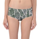Plants Leaves Boho Botany Foliage Mid-Waist Bikini Bottoms