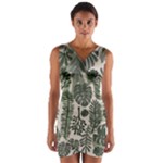 Plants Leaves Boho Botany Foliage Wrap Front Bodycon Dress