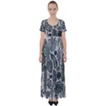 Plants Leaves Boho Botany Foliage High Waist Short Sleeve Maxi Dress