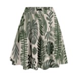 Plants Leaves Boho Botany Foliage High Waist Skirt