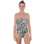 Plants Leaves Boho Botany Foliage Tie Back One Piece Swimsuit