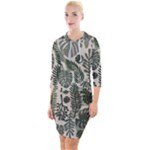 Plants Leaves Boho Botany Foliage Quarter Sleeve Hood Bodycon Dress