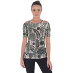 Plants Leaves Boho Botany Foliage Shoulder Cut Out Short Sleeve Top