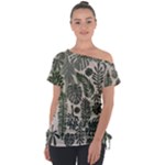 Plants Leaves Boho Botany Foliage Off Shoulder Tie-Up T-Shirt