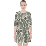 Plants Leaves Boho Botany Foliage Quarter Sleeve Pocket Dress