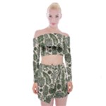 Plants Leaves Boho Botany Foliage Off Shoulder Top with Mini Skirt Set
