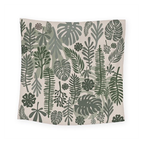 Plants Leaves Boho Botany Foliage Square Tapestry (Small) from ArtsNow.com