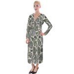 Plants Leaves Boho Botany Foliage Velvet Maxi Wrap Dress