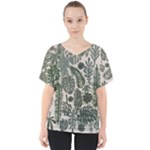 Plants Leaves Boho Botany Foliage V-Neck Dolman Drape Top